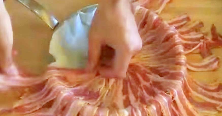 He Starts By Laying Bacon Around This Pain - How He Fills It Has My Mouth Completely Watering