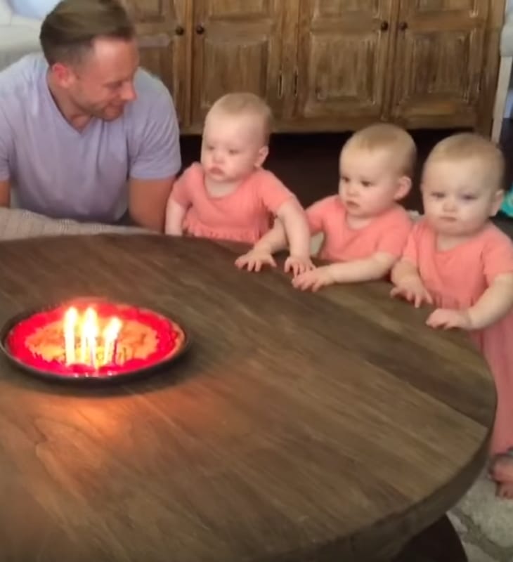 Sisters Sing Birthday Song To Their Dad. Baby’s Reaction When He Blows Off The Candles Is Priceless…