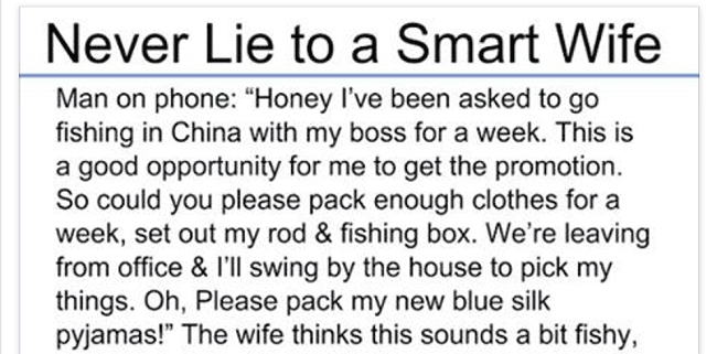 Think Before Lying To A Smart Wife