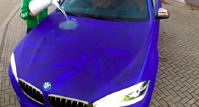 Guy Throws Hot Water On His BMW. What Happens Next To The Car Colour Will Blow You Away
