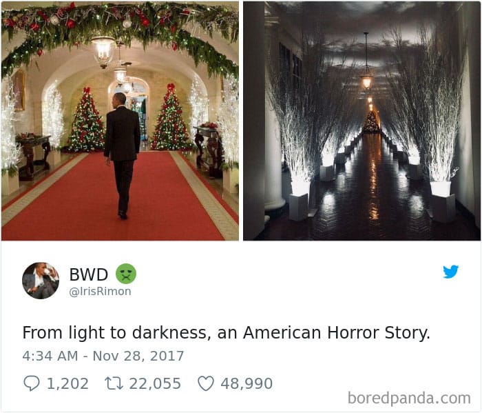 15 HILARIOUS REACTIONS TO MELANIA TRUMP’S ‘CREEPY’ WHITE HOUSE CHRISTMAS DECORATIONS