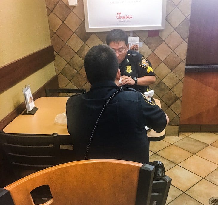So A Marine Decides To Sit Behind Two Police Officers At Local Restaurant....