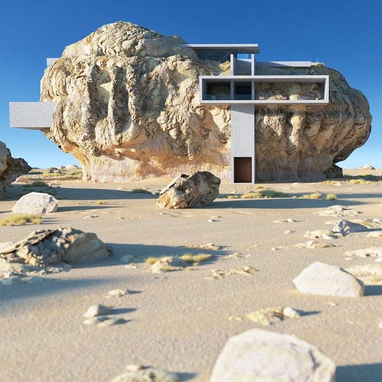 This Genius Architect Designed A Modern House Inside A Giant Ancient Rock.