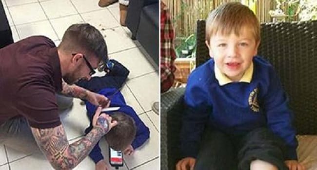 Mother Is Speechless When This Barber Got On Floor To Cut Autistic Boy's Hair