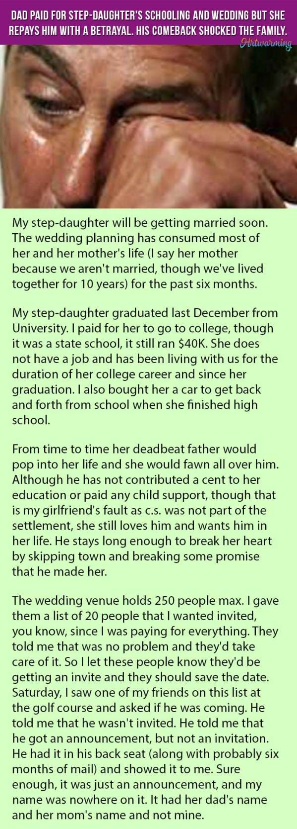 He Wasn't Her Real Dad, But He Did Everything He Could Do To Be One And This Is How He Was Repayed. Heartbreaking.