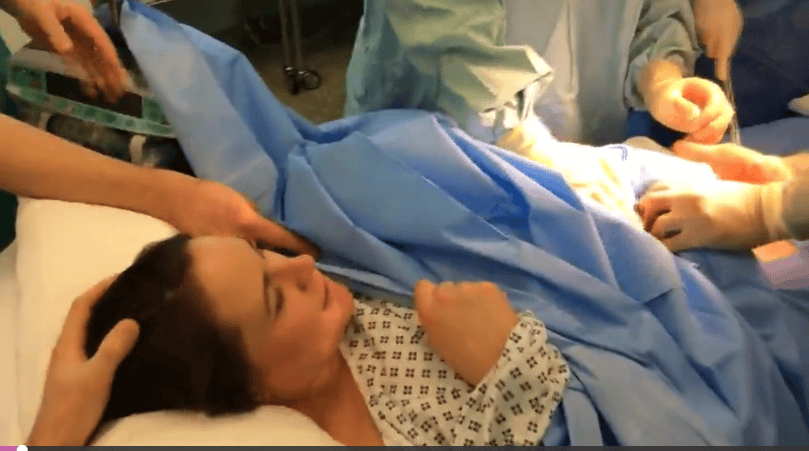 Mom Has To Deliver Via C-Section. Now Watch When The Baby Crawls Out!