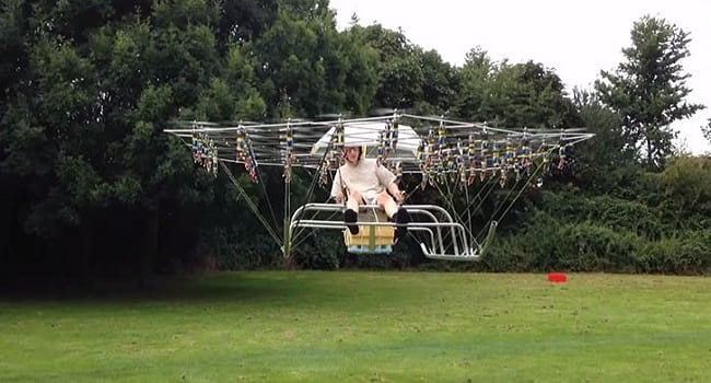 Guy Creates A Personal Helicopter At Home By Joining Together 54 Drones