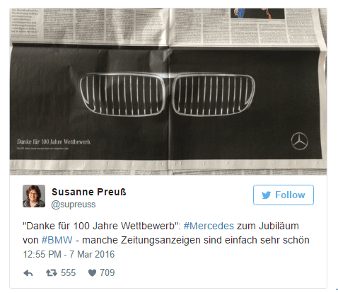 Mercedes Congratulates BMW on 100 Years!