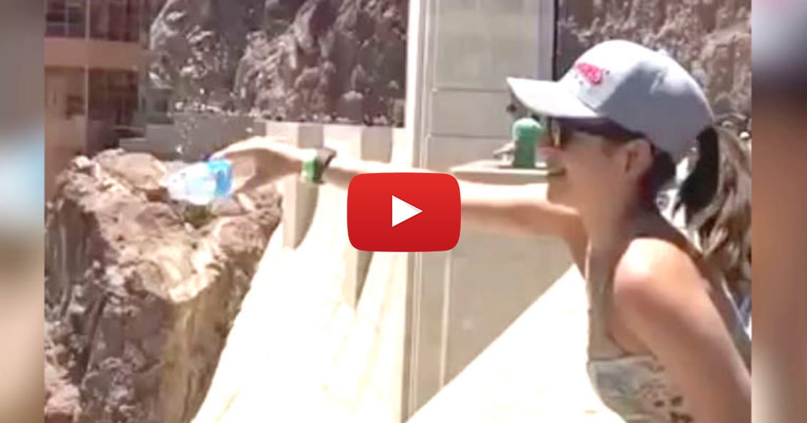 When This Girl Pours A Bottle Of Water Over The Hoover Dam, Something Strange Happened