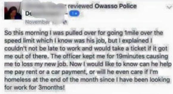 Girl Learns What Happens When You Leave A Dishonest Review About Cops On Facebook