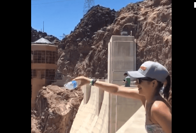 Girl Pours A Bottle Of Water Over The Hoover Dam And Discovers Something