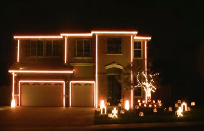 He Put Scary Lights Around His House, Now Keep Your Eye On The Top Window...