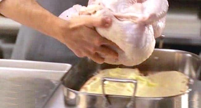 He Lines The Pan With Buttered Bread, Now Keep Your Eye On The Turkey