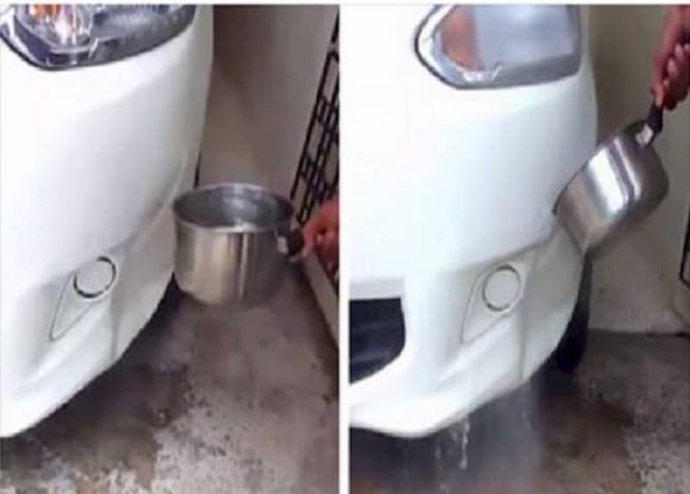 He Takes A Pot Of Boiling Water To A Badly Dented Bumper, Now Watch It Disappear Before Your Eyes!