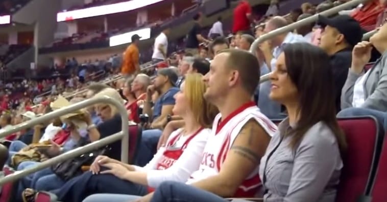 His Girl Wanted No Part Of the Kiss Cam, So The Woman Next To Him Came To His Rescue