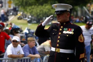 Injured Marine Holds Salute For 3 Hours. Then Some Patriotic Bikers Show Up...