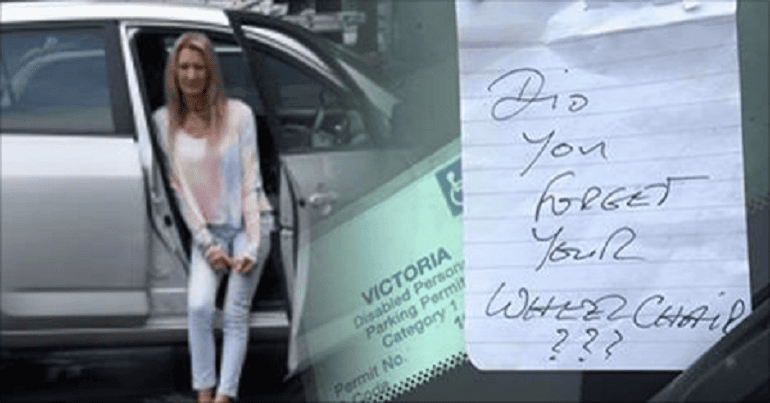 Mom found a cruel note after parking in a handicap spot. Her response is chilling..