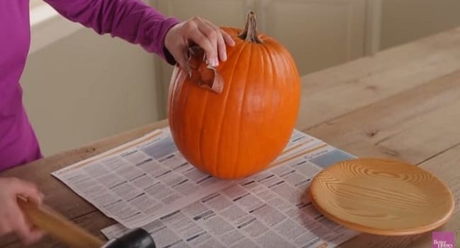 She Puts a Cookie Cutter Up Against a Pumpkin. I Can't Believe I Never Thought to Try This!
