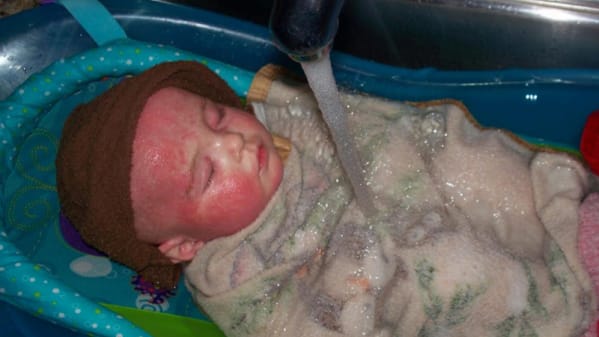 The Mother Had No Other Option But To Lay Her Baby In The Sink While He was Sleeping