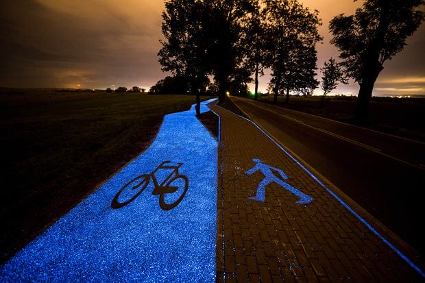 This Biking Lane In Poland Glows All Night