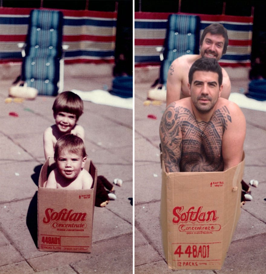 Two Brothers Recreate Their Childhood Photos For Mom. The Result? I Can Hardly Contain Myself!