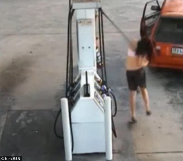 VIDEO: Female Thief Sent In The Air After Car Takes Sudden Escape