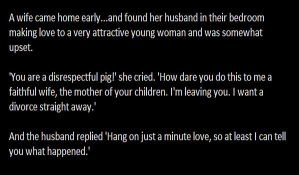 Woman Catches Her Husband Cheating. Then He Says This...